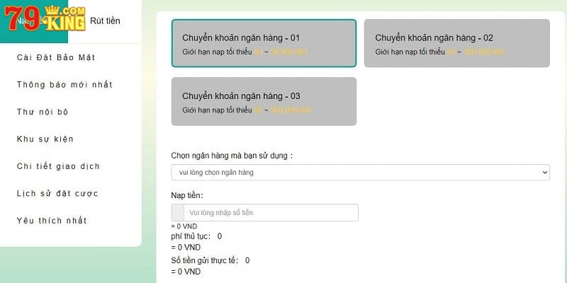 Nạp tiền cực kỳ nhanh gọn tại nhà cái